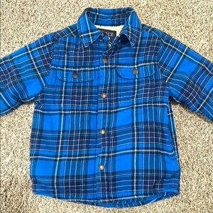 Boys Blue Plaid Flannel & Sherpa-Lined Jacket